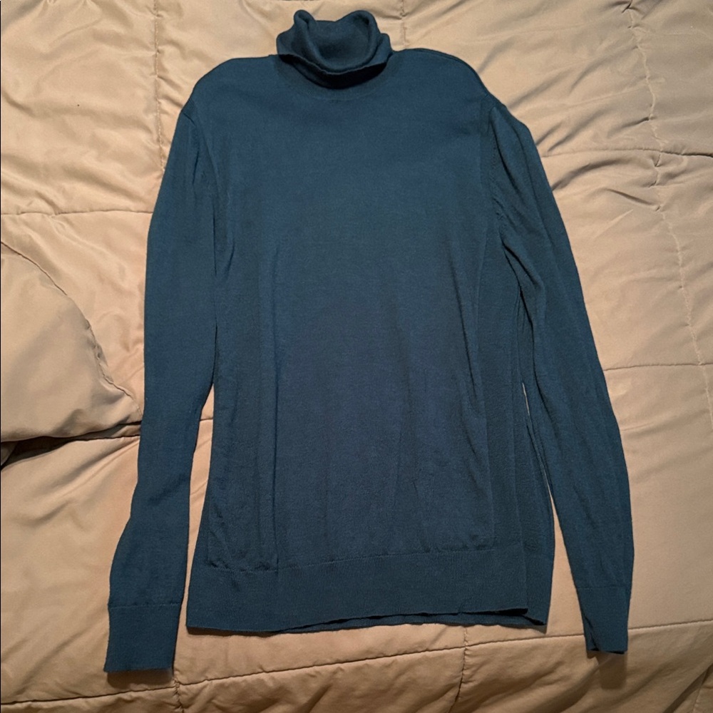 Express Men's Teal Turtleneck Sweater